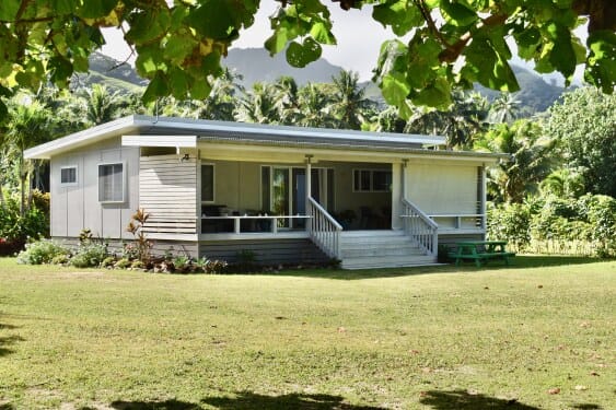 Exterior of Tumutoa Beach House thru the trees